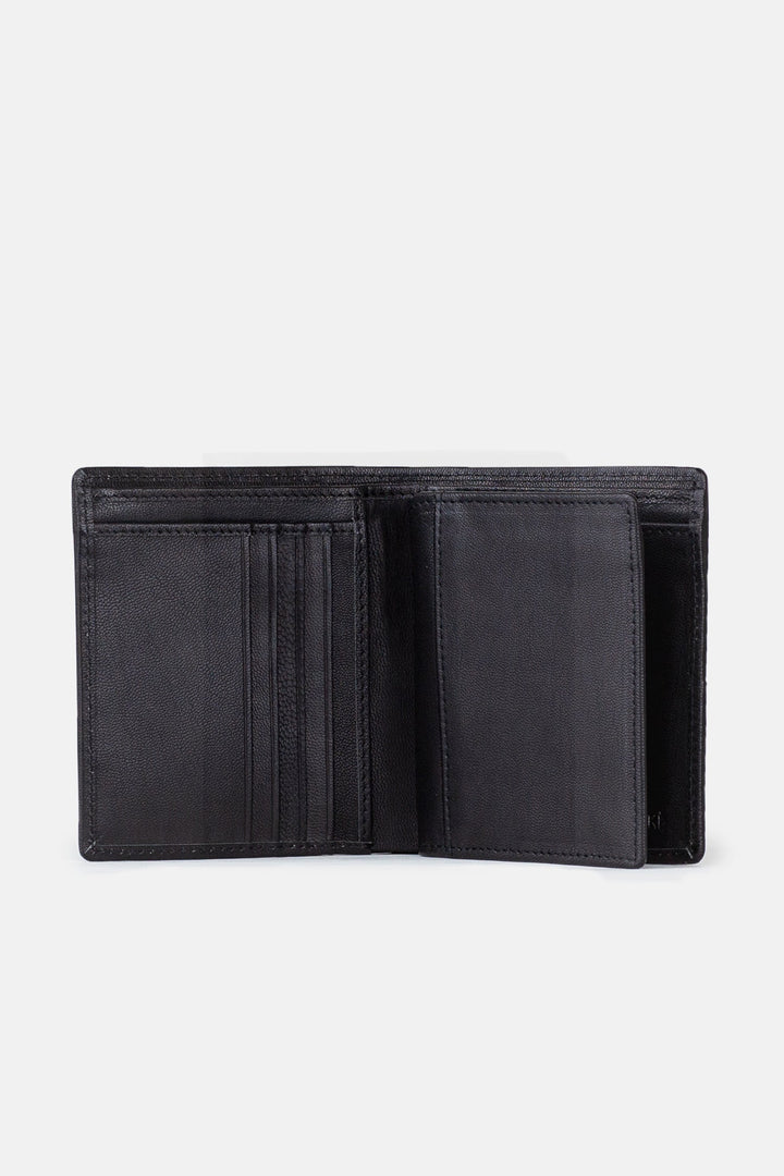 Mens original leather wallet with crocodile texture in medium size in black colour by JULKE