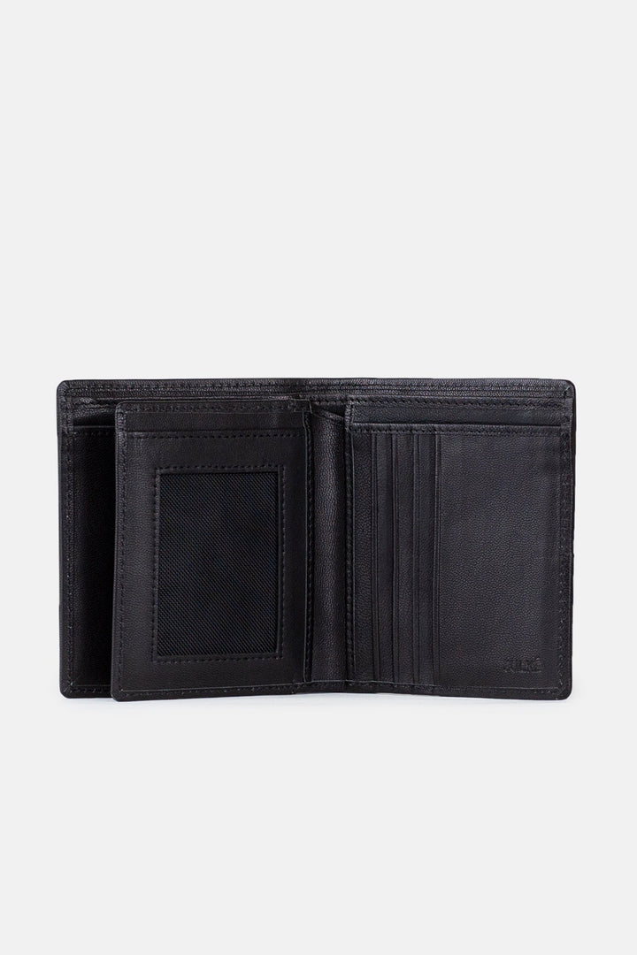 Mens original leather wallet with crocodile texture in medium size in black colour by JULKE